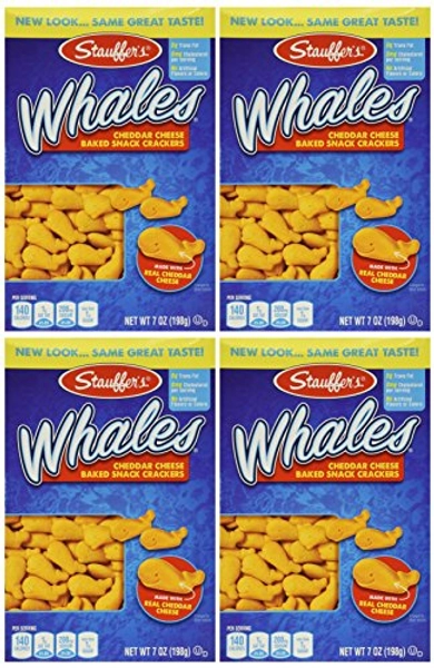 Stauffer's, Whales, Baked Cheddar Snack Crackers, 7oz Box (Pack of 4)