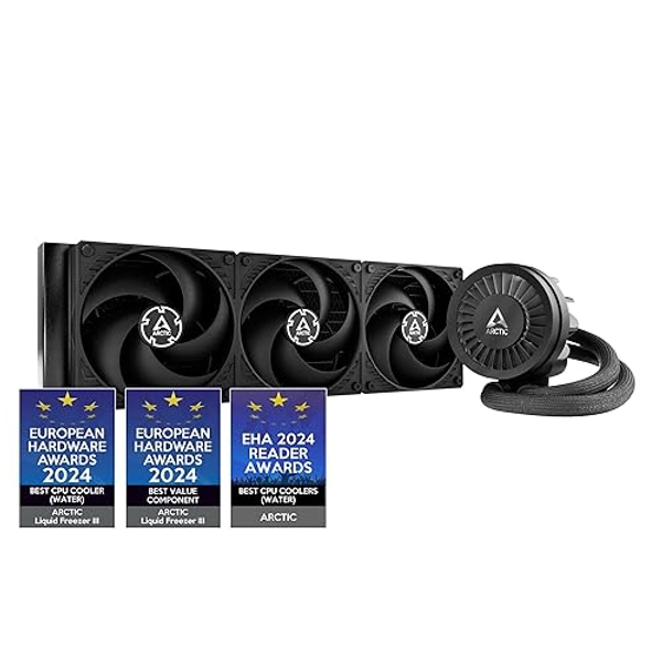 ARCTIC Liquid Freezer III 360 - CPU AIO Water Cooler, Water Cooling PC, Intel & AMD, Efficient PWM-Controlled Pump, Fan: 200–1800 RPM, LGA1851 and LGA1700 Contact Frame - Black - ACFRE00136A