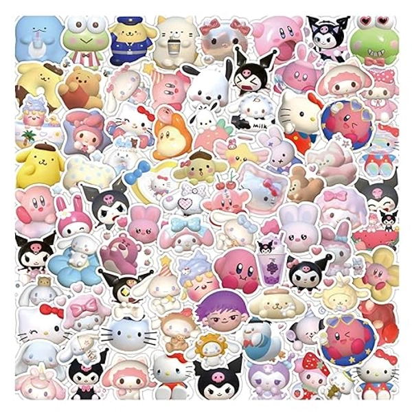 120 Pcs 3D Cute Anime Stickers,PVC Waterproof Sun-Proof Stickers for Phone,Laptop,Bottles,Skateboard,Computer,Phone,Anime Sticker Pack,Gifts for Cartoon Fan