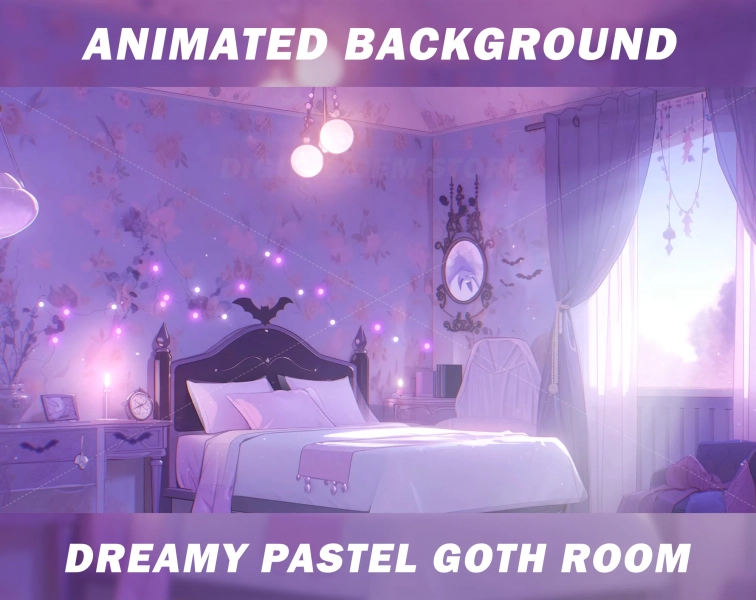 Animated Vtuber Background for Twitch, Pastel goth room