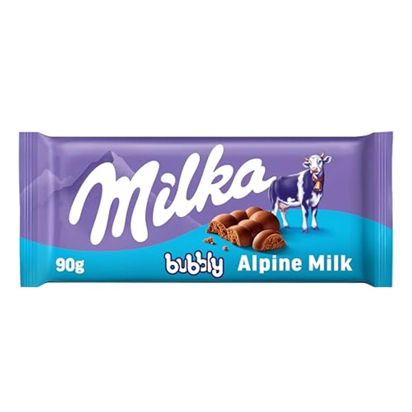 Milka, Bubbly, Tavoletta di Cioccolato al Latte con Morbido Cuore al Cacao, 100% Latte Alpino, Cacao Sostenibile, 90g