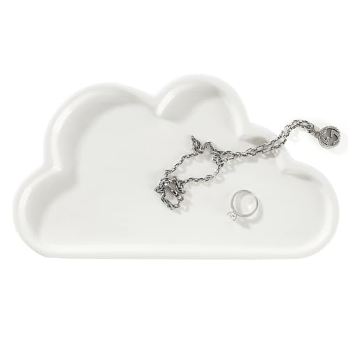 Scwhousi Ceramic Ring Dish Jewelry Tray for Good Friends Bestie Mother Grandma Aunt Sister - White Cloud Tray