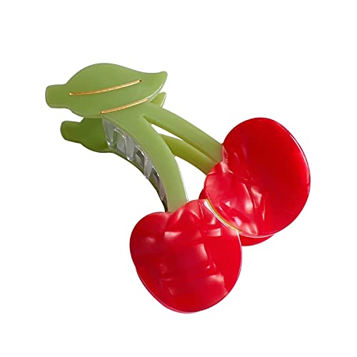 Cherry Claw Clips,Cellulose Acetate Hair Clips,Small Claw Clips for Women - Cherry