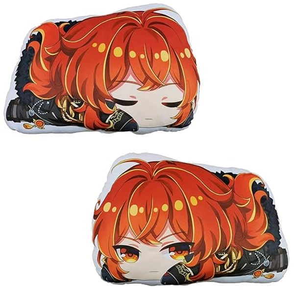 TANSHOW Genshin Impact Double-Sided Printed Hugging Manga Cosplay Plush Toy Throw Pillow 45cm x 35cm(17.7in x 13.8in) for Halloween Decorations Birthday Gift Cute Holiday Toys Gift for Kids (Diluc) - Diluc