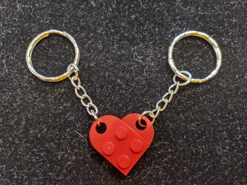BrickCrafts Basic Brick Heart Keychain Set (Set of 2) - All 17 colors (mix/match) same price