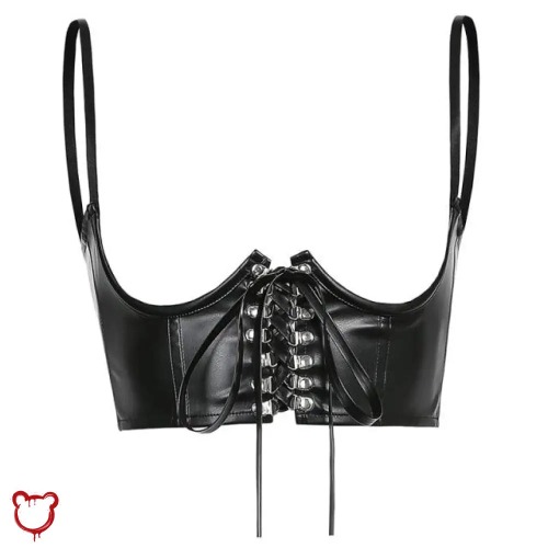 Black Lace-Up Corset Bustier
