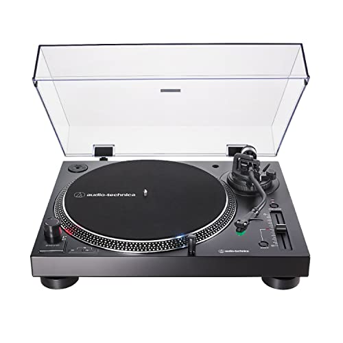 Audio-Technica AT-LP120XUSB-BK Direct-Drive Turntable (Analog & USB), Fully Manual, Hi-Fi, 3 Speed, Convert Vinyl to Digital, Anti-Skate and Variable Pitch Control Black - Black - Turntable