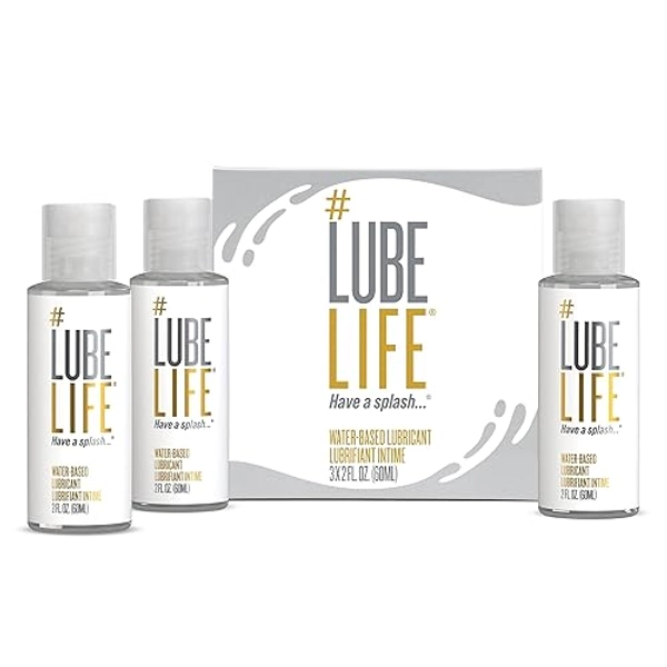 Lube Life Water-Based Personal Lubricant Travel 3 Pack, Water-Based Lube for Men, Women and Couples, Non-Staining, 3 x 2 Fl Oz