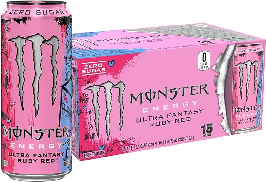 Monster Energy Ultra Fantasy Ruby Red, Sugar Free Energy Drink, 16 Ounce (Pack of 15)