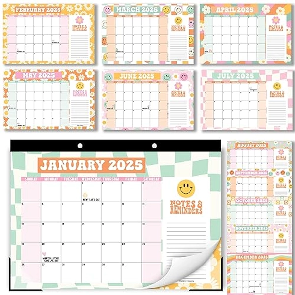 Retro Desk Calendar 2025 – 18-Month 2025 Desk Calendar for Easy Planning, Large Desk Calendar 2025-2026 for Home, School and Office, Monthly Desk Calendar 2025, 2025-2026 Desk Calendar for Organizing
