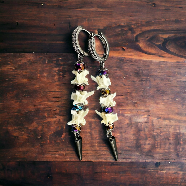 Bone Earrings, Real Bone, Snake Vertebrae, Bone Jewelry, Gothic Jewelry, Pagan Jewelry