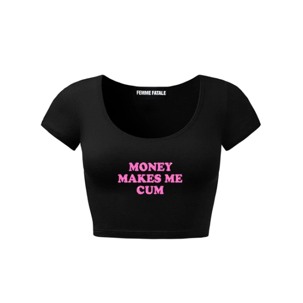MONEY MAKES ME WET SCOOP NECK CROP-TOP