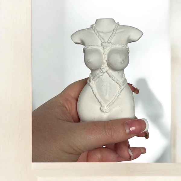 Naked Figure Ornament, female torso, concrete home decor, feminine piece, body positivity present
