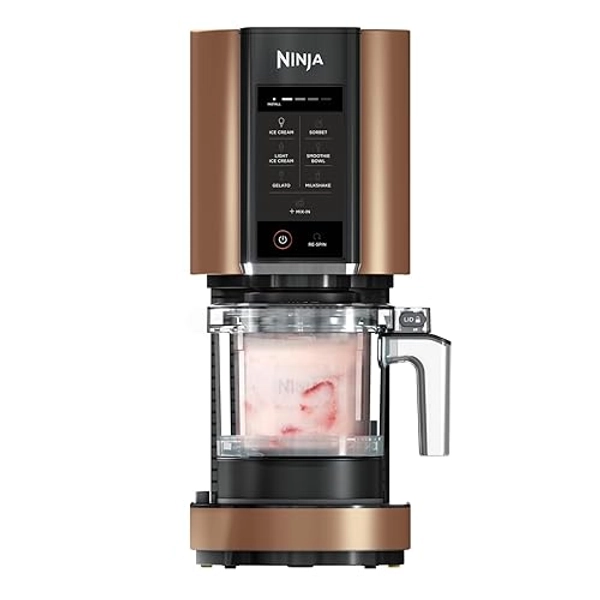 Ninja CREAMi Ice Cream Maker & Frozen Dessert Maker with 3 Tubs, 7 Programs, Makes Ice Cream, Gelato, Sorbet, Smoothie Bowl, Milkshakes and more, Makes 1.4L of Ice Cream, Black & Copper, NC300UKCP