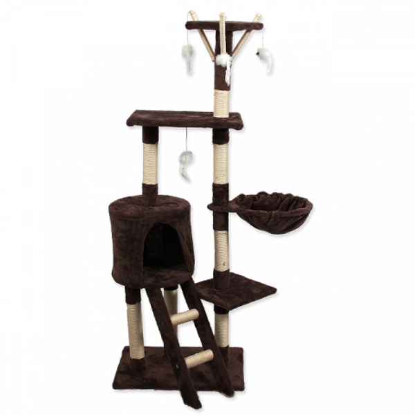 Škrabadlo Magic cat Mia 35x50x140 cm s hračkami hnedé  | Super zoo