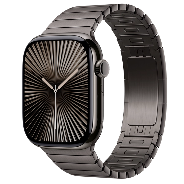 Apple Watch Series 10 (GPS + Cellular) • 46‑mm kast van leisteen titanium • Leisteen schakelarmband