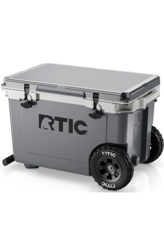 RTIC 52 Quart Ultra-Light Wheeled Hard Cooler Insulated Portable Ice Chest Box for Beach, Drink, Beverage, Camping, Picnic, Fishing, Boat, Barbecue, 30% Lighter Than Rotomolded Coolers