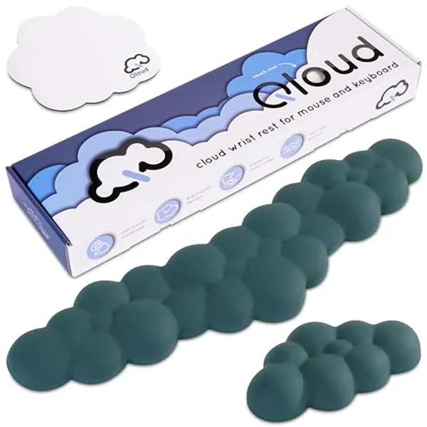 Qloud Cloud Wrist Rest Keyboard – Cloud Palm Rest Keyboard Rest Desk Cloud Wrist Pad – Keyboard Wrist Rest for Computer Keyboard Gaming Wrist Rest Cloud Arm Rest Keyboard Wrist Pad - Dark Teal