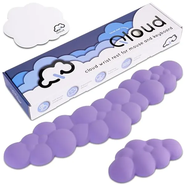 Qloud Cloud Wrist Rest Keyboard – Cloud Palm Rest Keyboard Rest Desk Cloud Wrist Pad – Keyboard Wrist Rest for Computer Keyboard Gaming Wrist Rest Cloud Arm Rest Keyboard Wrist Pad - Lilac Purple
