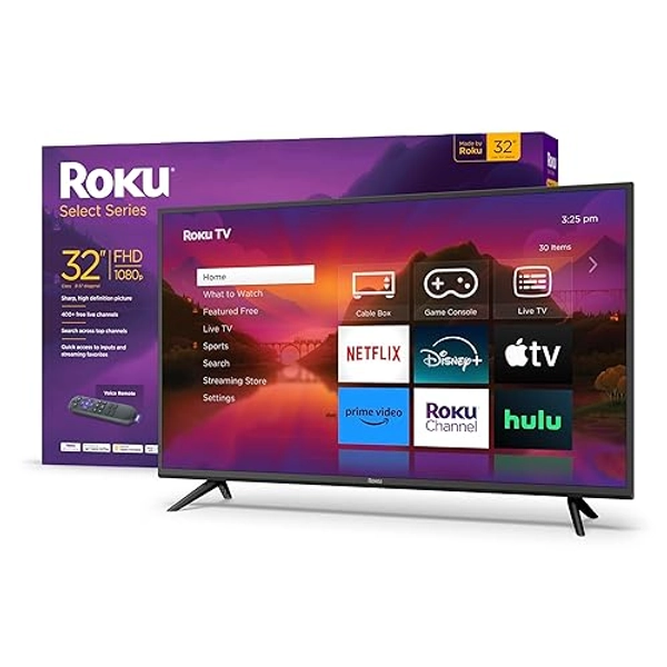 Roku Smart TV – 32-Inch Select Series 1080p Full HD RokuTV with Roku Voice Remote, Bright Picture, Customizable Home Screen – Live Local News, Sports, Gaming