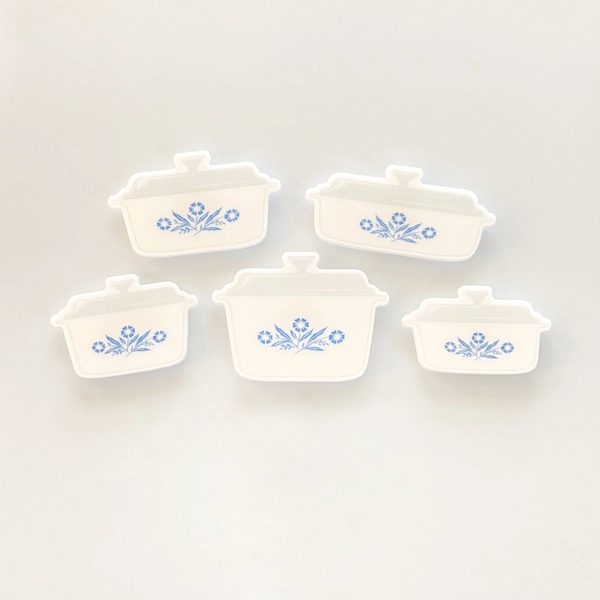 Blue Cornflower Fridge Magnets, Hand Drawn Vintage Corningware Magnets, Vintage Cornflower Blue Casserole Dishes, Gifts Under 20, Magnet Set - Etsy Spain