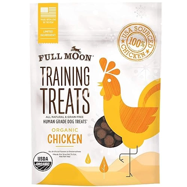 Full Moon USDA Organic Chicken Training Treats Healthy All Natural Dog Treats Human Grade 175 Treats 6 Ounce (Pack of 1)