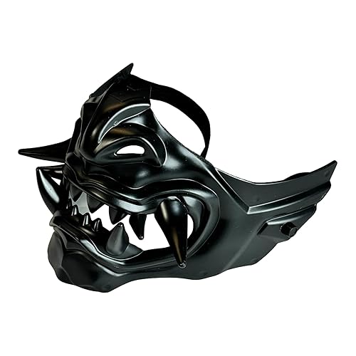 Beyond Collectibles Japanese Monster Hannya Mask Demon Oni Samurai Half Face Shield (Black), One size fit most… - Black