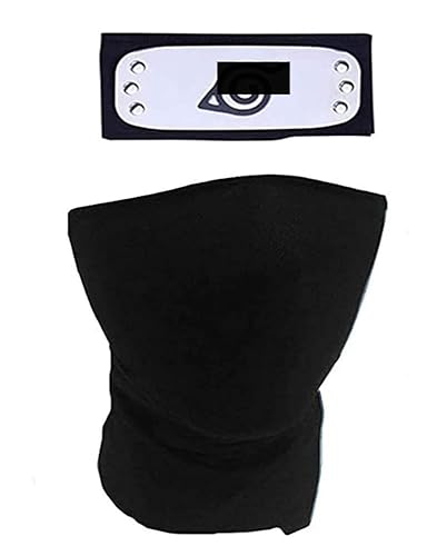 MSROLIDT Ninja Leaf Village Headband,Hatake Ninja Mask Cosplay Anime Costume Accessories（Black）