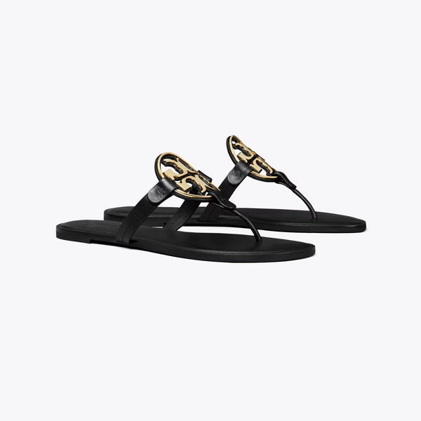 Miller Metal Logo Sandal in black, size 11