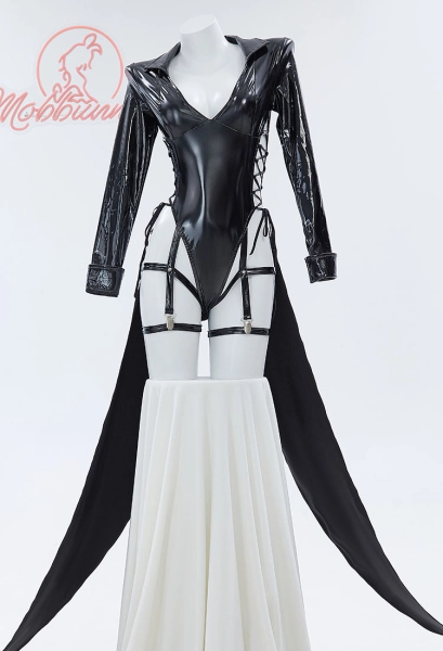 Tornado of Terror Derivative Sexy Lingerie Set V Neck Bodysuit and Leg Ring with Skirt Hem