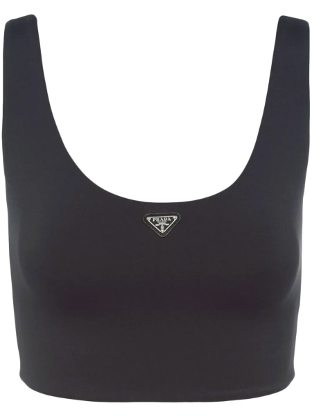triangle-logo jersey crop top