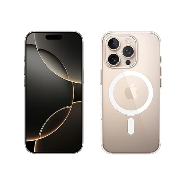 Apple iPhone 16 Pro 1 TB - Titan Wüstensand + Clear Case mit MagSafe