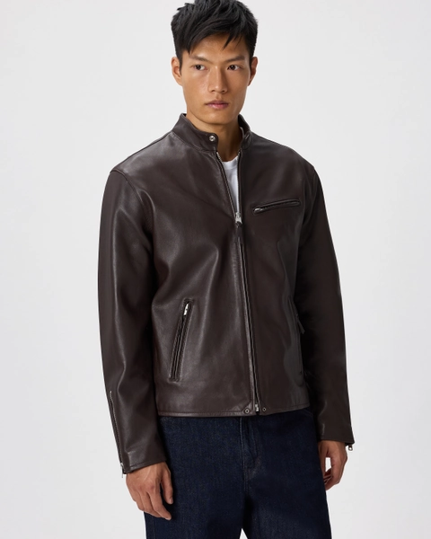 Men's 100% Leather Café Racer Jacket