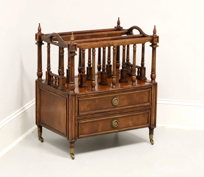 Late 20th Century Walnut Regency Canterbury Magazine Rack