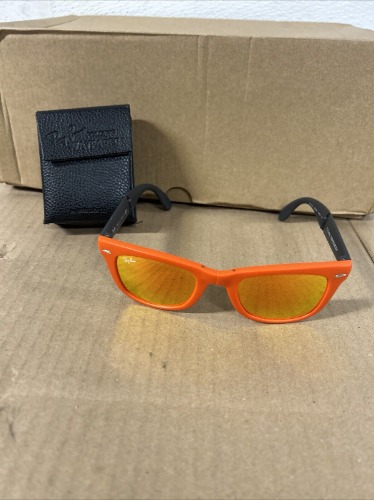 Ray-Ban Sunglasses Folding Wayfarer Orange Black Mirror RB 4105 w/case #j4b