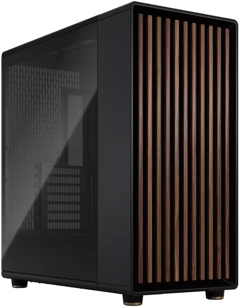 Fractal Design - North XL Charcoal Black Chassis with Walnut Front and Dark Tinted G Side Panel Mid-Tower PC Case - Black