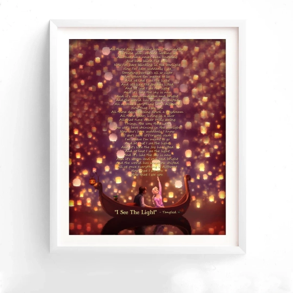 Tangled, Rapunzel and Flynn, I See the Light Song Lyrics, Disney Wedding Gift, Personalized Bride & Groom Gift - Etsy Romania