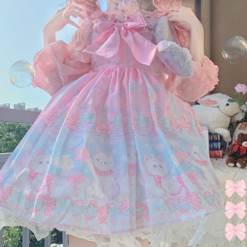 Pocket Kitten Lolita Dress - Pink Dress