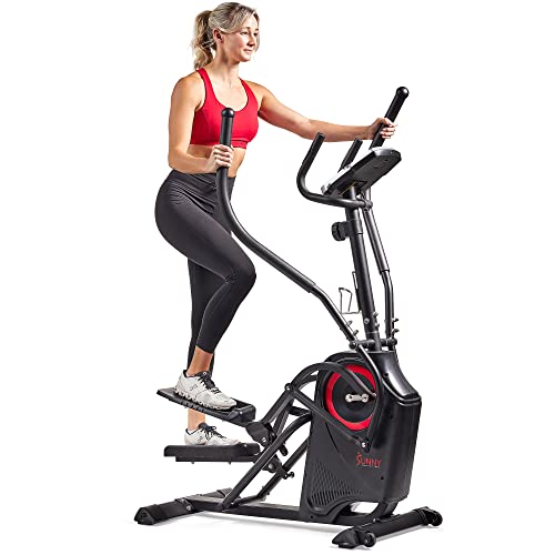 Sunny Health & Fitness Cardio Climber Stepping Elliptical Exercise Machine for Home with 8 Levels of Magnetic Resistance, Performance Monitor, Full Body Workout - Black