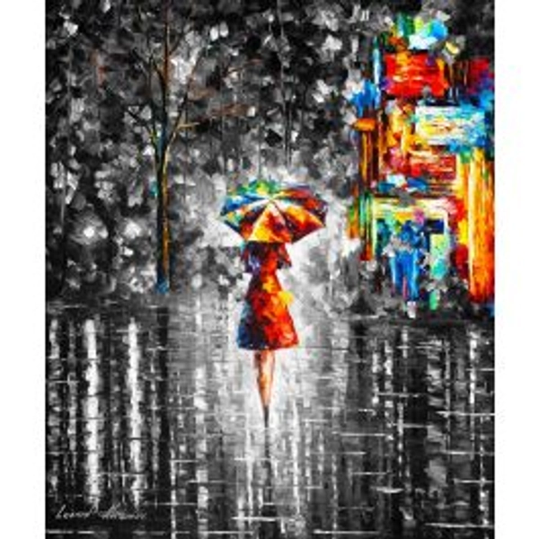 RAIN PRINCESS WITH UMBRELLA B&W