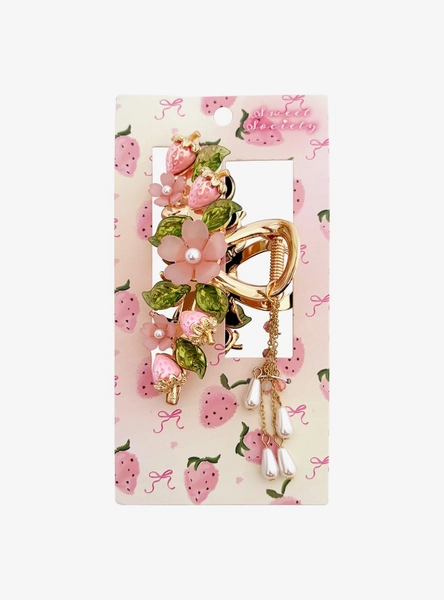 Sweet Society Pink Strawberry Flower Claw Hair Clip