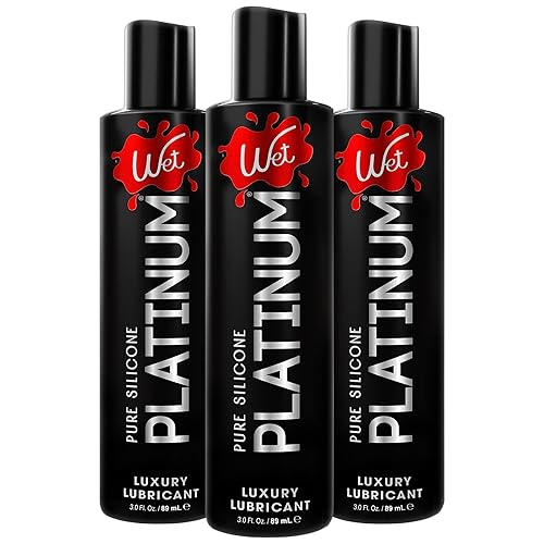 Wet Platinum Silicone-Based Lube for Men, Women & Couples, 3 Fl Oz (3-Pack) - Long-Lasting & Water-Resistant Premium Personal Lubricant - Safe to Use with Latex Condoms - Non-Sticky & Hypoallergenic - Silicone Based - Platinum - 3 Fl Oz (Pack of 3)