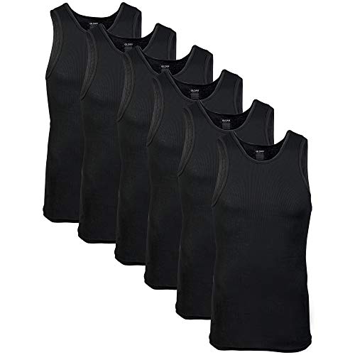 Gildan Men's A-Shirt Tanks, Multipack, Style G1104 - 6 - Black (6-pack) - Large