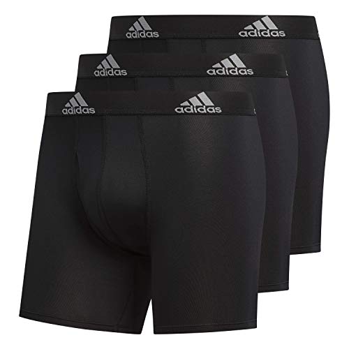 adidas Men's Performance Boxer Brief Underwear (3-Pack) - Large - Black/Black