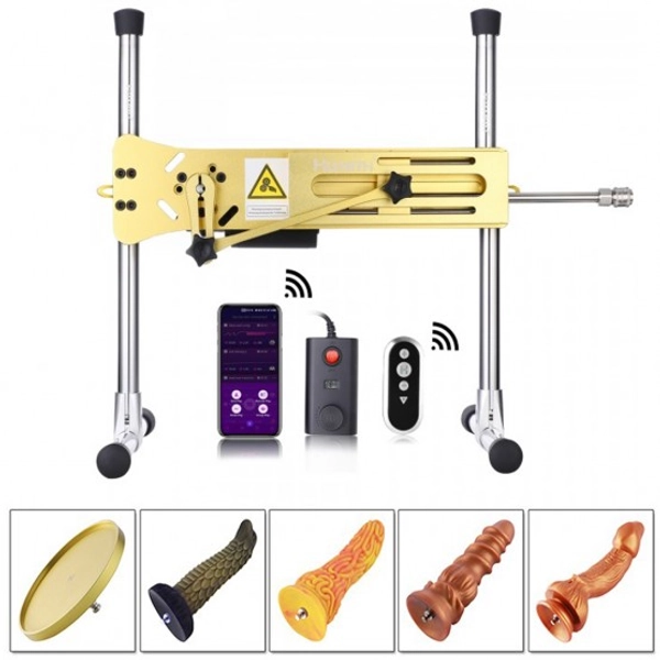 Hismith Luxury Golden Sex Machine Bundle with 4 Fantasy Dildos