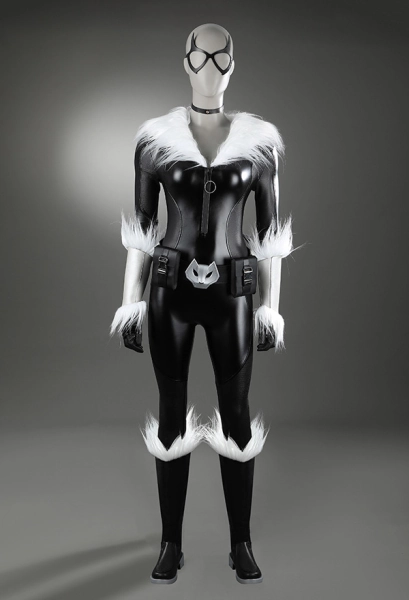 Fortnite Black Cat Cosplay Costume Jumpsuit with Gloves Belt