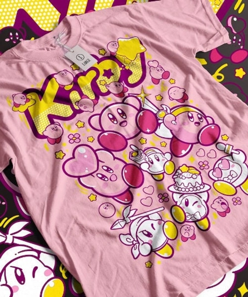 Chandail Kirby🌟❤️ Face Classic Retro Gaming Premium Unisex T-shirt