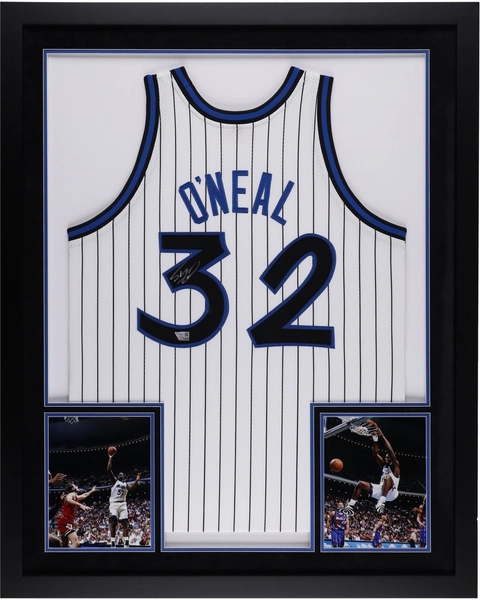 Shaquille O'Neal Magic Framed Signed White 1993 Mitchell &amp; Ness Authentic Jersey