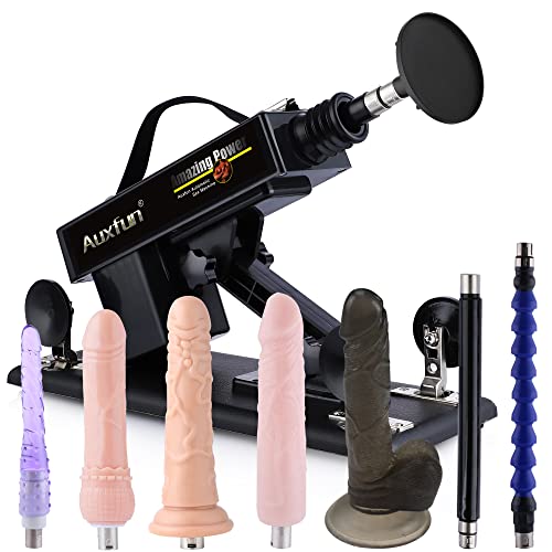 Sex Machine Love Machine with 3.5 Inch Suction Cup Adapter Automatic Thrusting Dildo Machine with 3 XLR Connector Fucking Machine 8 Attachments for Male and Female - 9 Piece Set - 9 Piece Set