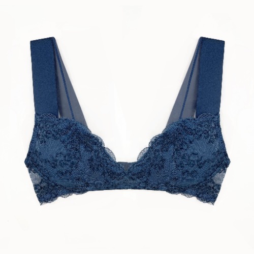 Wild Lace Plunge Bralette Dark Denim Blue - XL 38D/40C / Dark Denim Blue